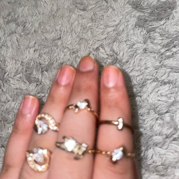 Rhinestone ring set 6 piece ring jewelry - Picture 6 of 14